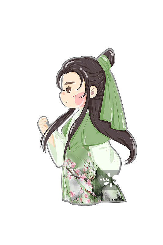 中国风可爱古代男性书生手拿着插画元素图片素材