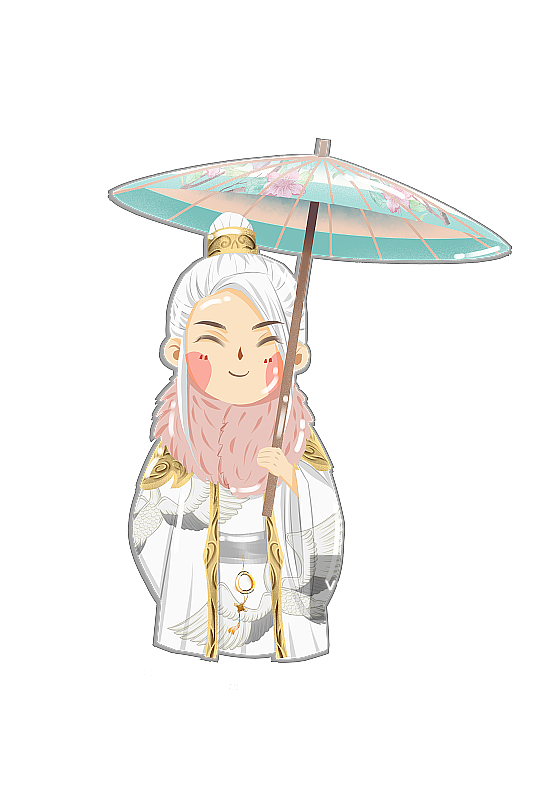 中国风可爱古代男性打伞插画元素图片素材