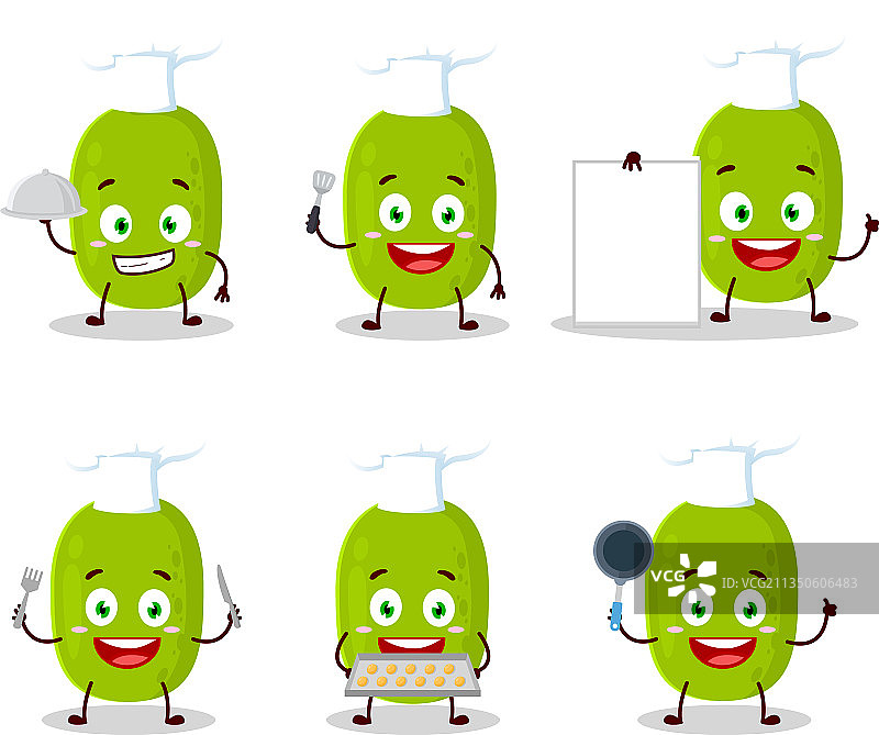 多种厨师形象的菠萝蜜卡通角色图片素材