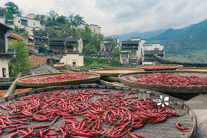 江西，篁岭，婺源，辣椒，晒秋图片素材