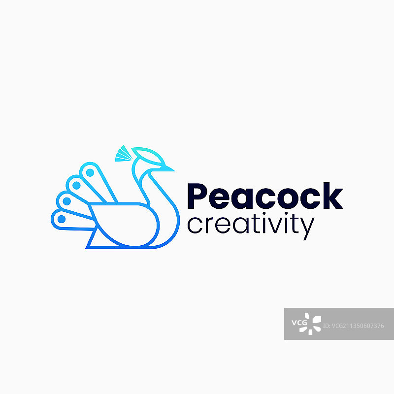 标志孔雀渐变线条艺术风格图片素材