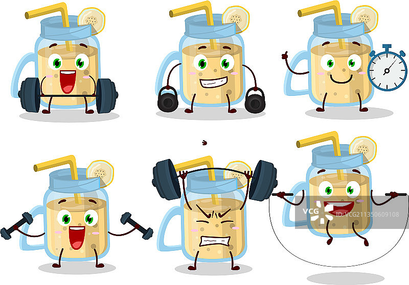 卡通风格的健康香蕉冰沙图片素材