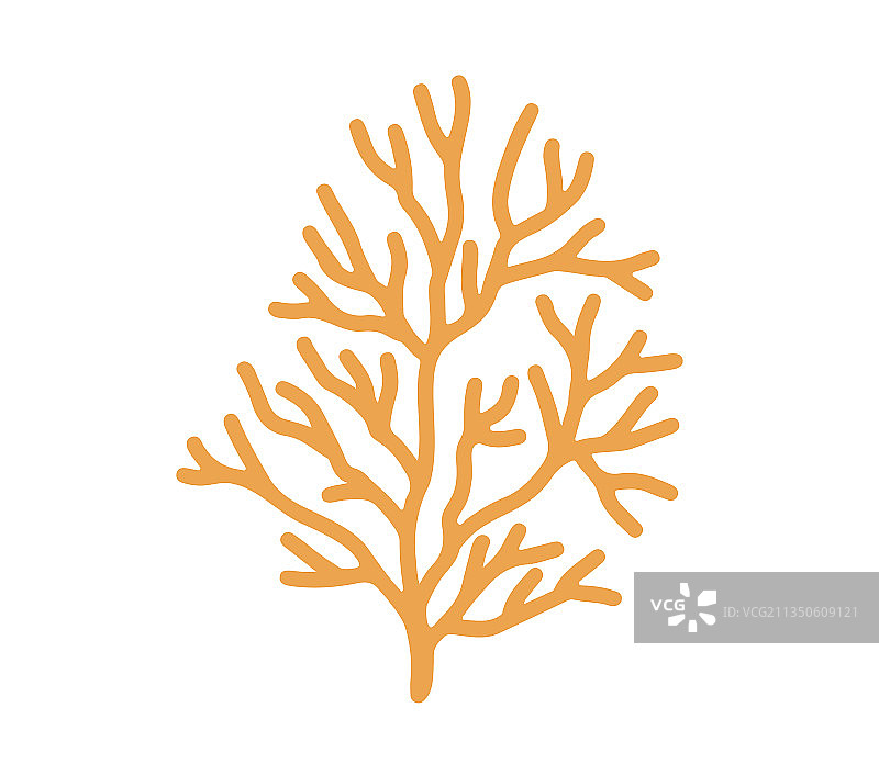 海珊瑚和海藻轮廓的简单图标图片素材