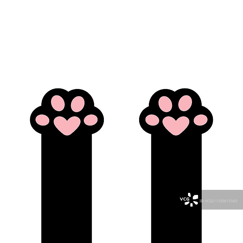 黑色猫爪脚印粉色心形标志图片素材