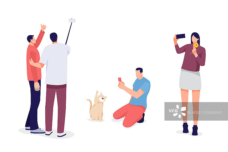 扁平人物拍照素材合集图片素材