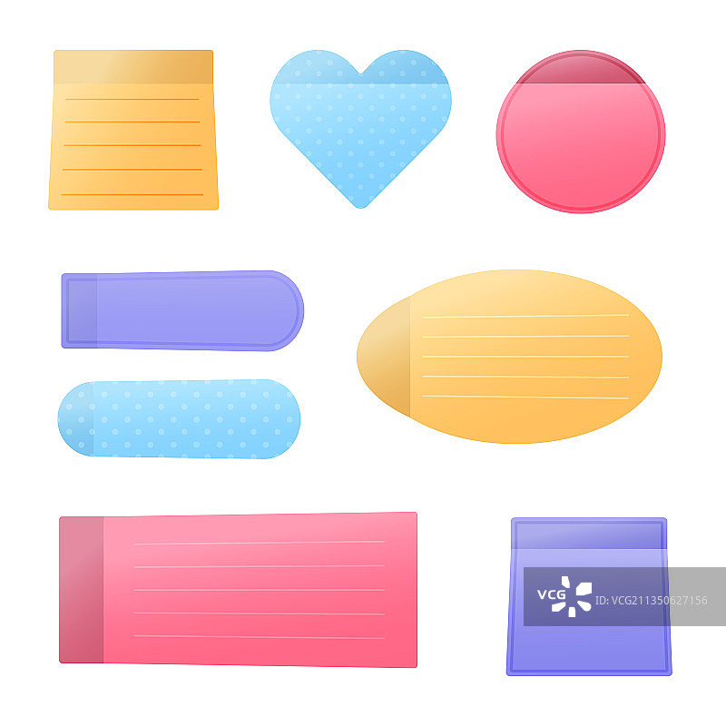 一组逼真的纸质贴纸图片素材