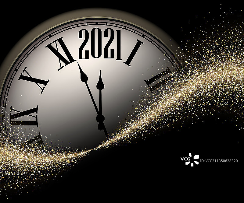 指向2021年的时钟指针图片素材