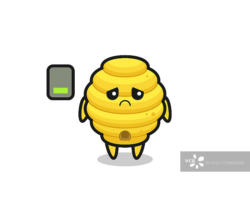 蜜蜂蜂巢卡通形象的疲惫姿态图片素材
