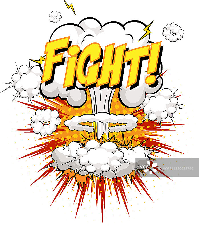 漫画云爆炸效果上的战斗文字图片素材