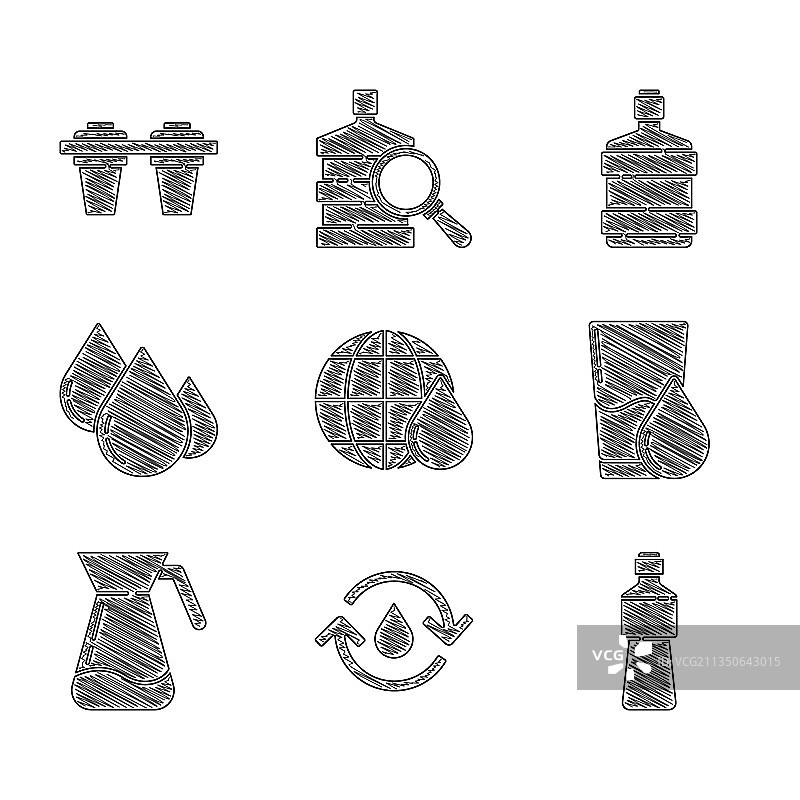 地球水滴回收清洁套装图片素材