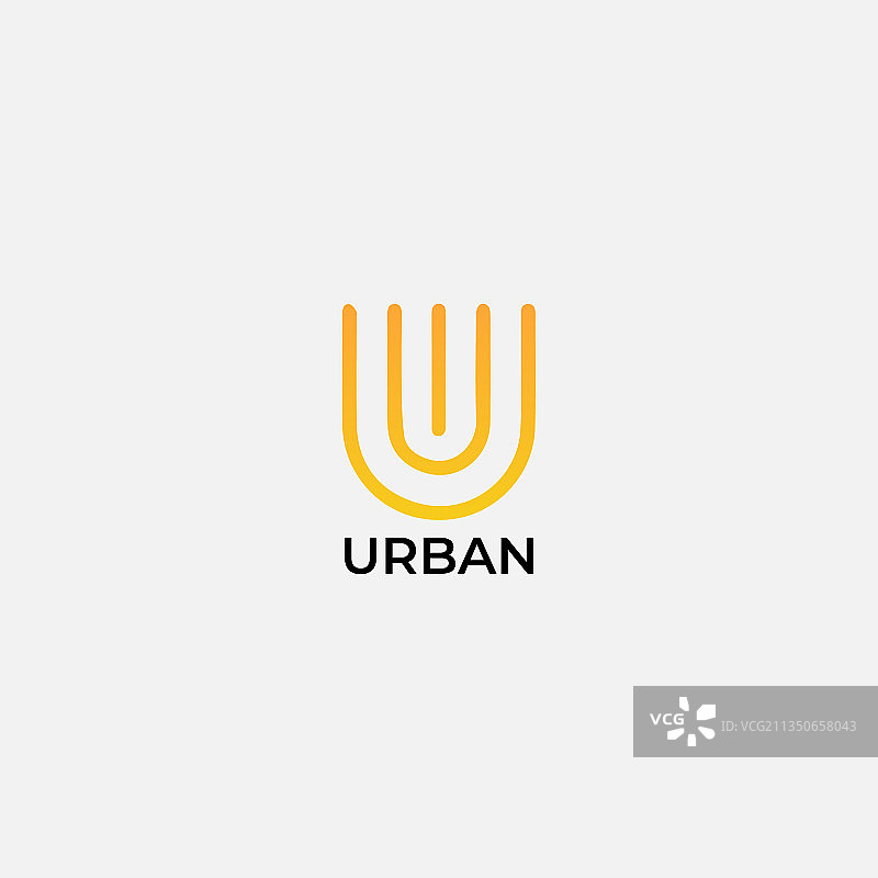 城市抽象U字母现代logo设计图片素材