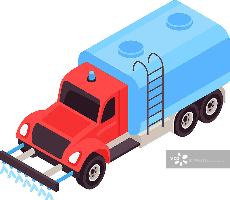 2.5D街道冲洗车等距图标图片素材