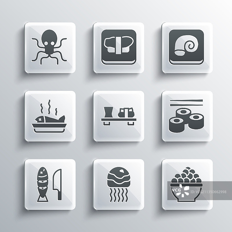 砧板上的海蜇鱼子酱寿司图片素材