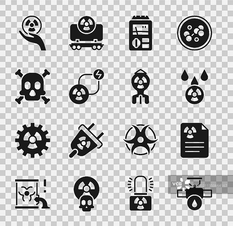 工业管道和阀门辐射警告标志套装图片素材