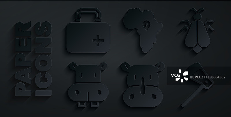 犀牛、蚊子、河马图标合集图片素材