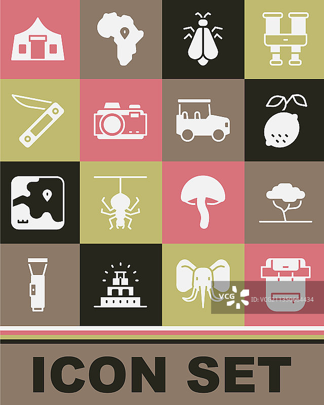 徒步背包非洲树柠檬蚊子组合图片素材