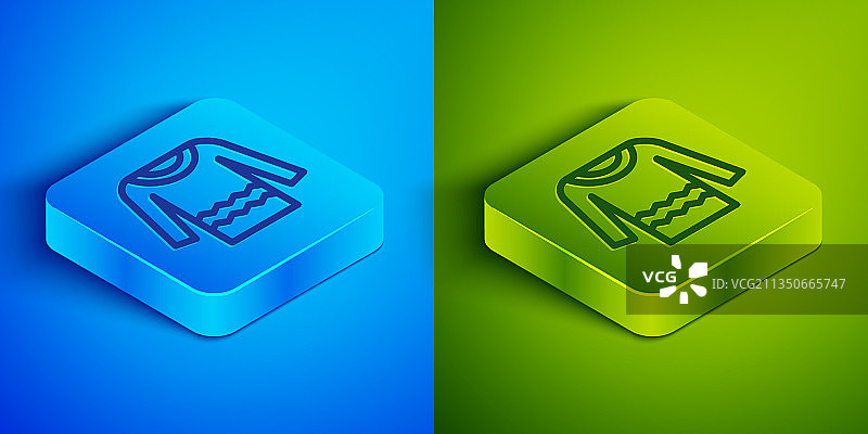 蓝色背景上的2.5D毛衣线条图标图片素材