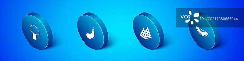 2.5D蘑菇西瓜哈密瓜水果图片素材