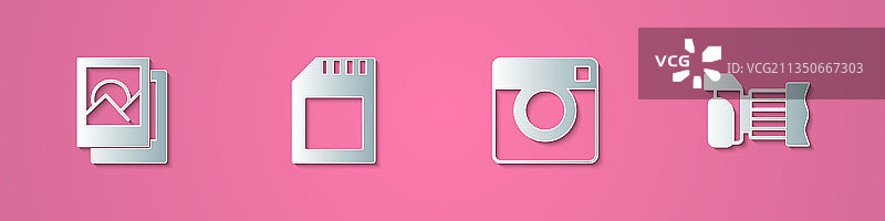 剪纸相框SD卡相机套装图片素材