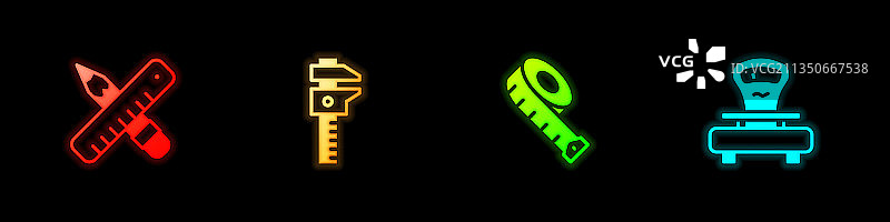 交叉的尺子铅笔卡尺图案图片素材