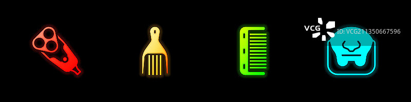 电动剃须刀、刀片、发夹和发刷图片素材