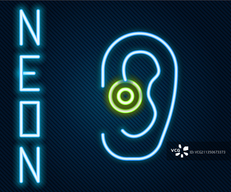 发光霓虹助听器图标图片素材