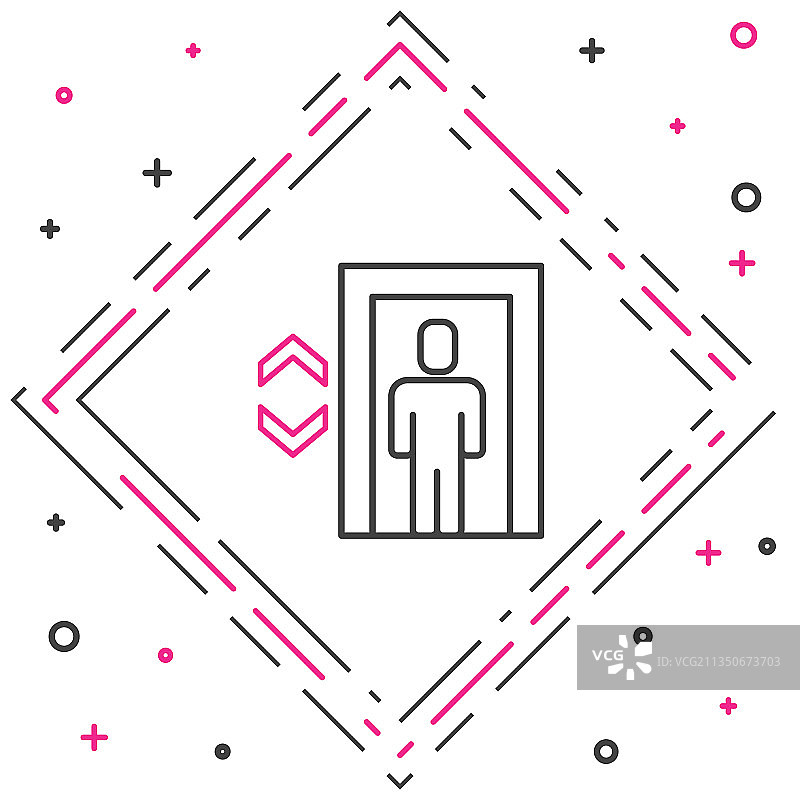 白色背景上的线性电梯图标图片素材