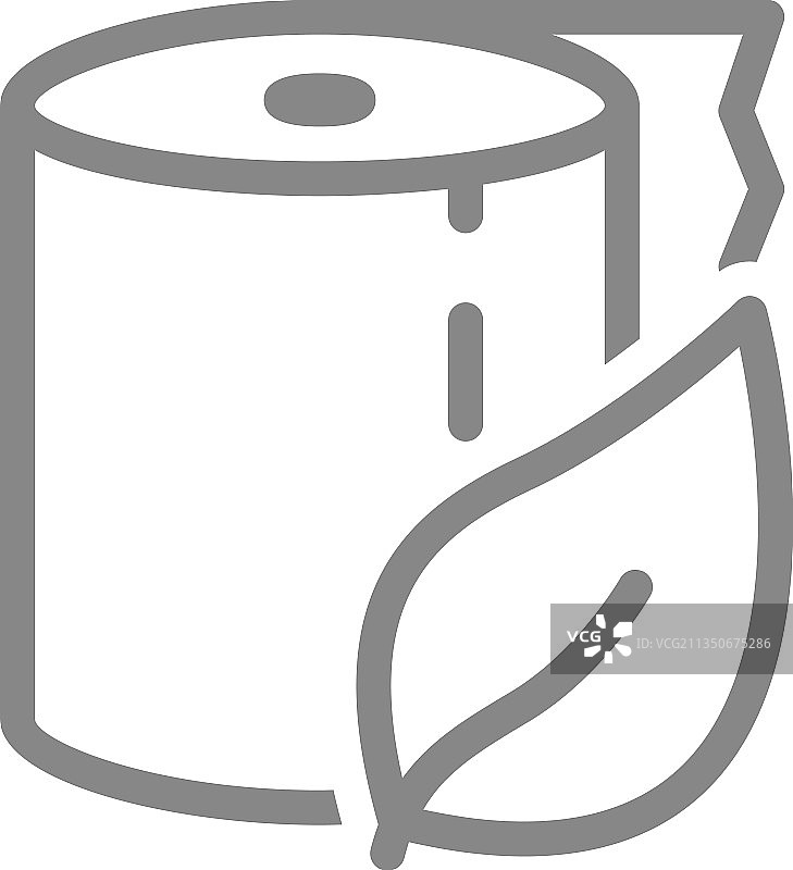 带树叶线条的卫生纸卷图片素材