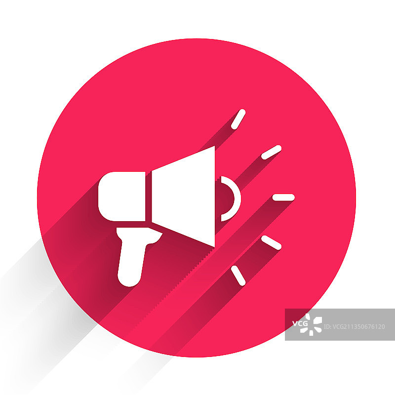 白色扩音器图标带长阴影图片素材