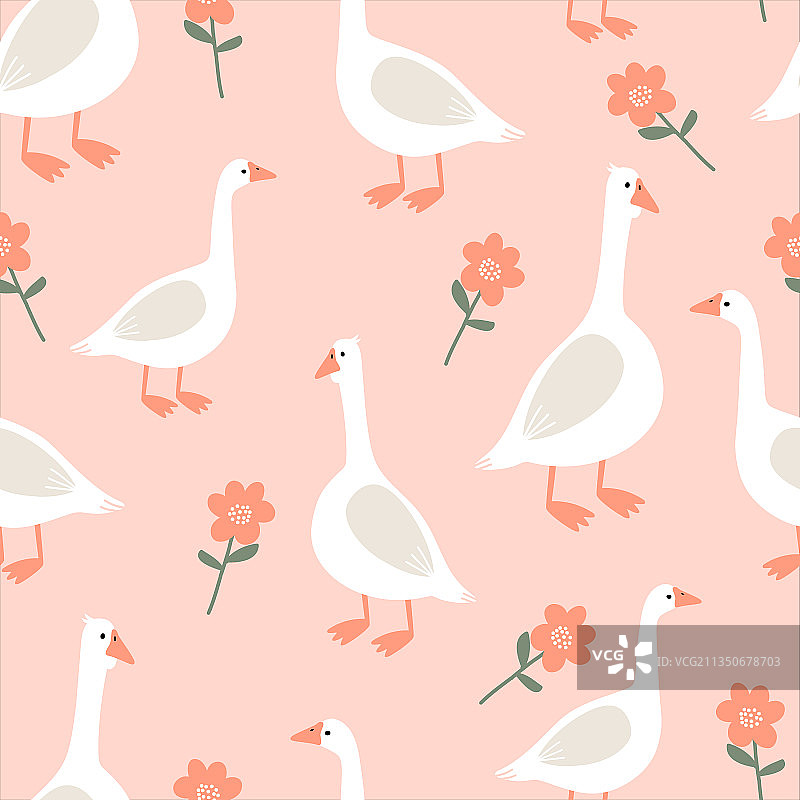 可爱白鹅无缝图案图片素材