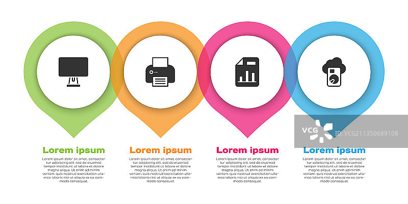 电脑显示器打印机带图表文档图片素材