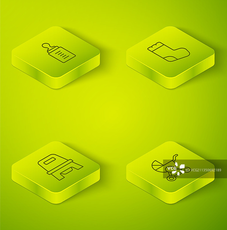 2.5D婴儿袜便盆婴儿车等线条组合图片素材