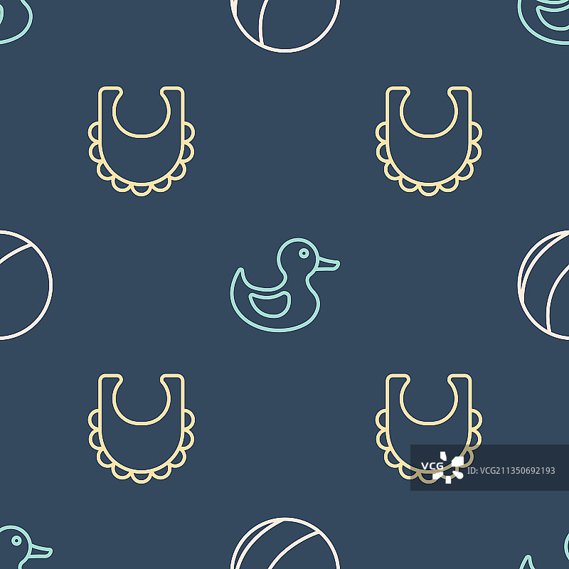 沙滩球、婴儿围嘴和橡皮鸭套装图片素材