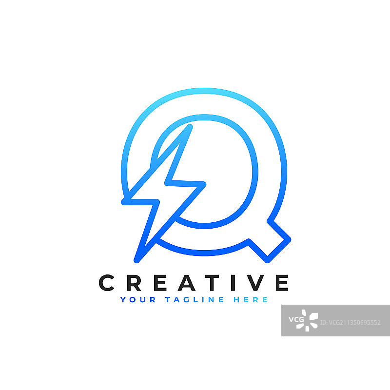 首字母Q闪电logo图片素材