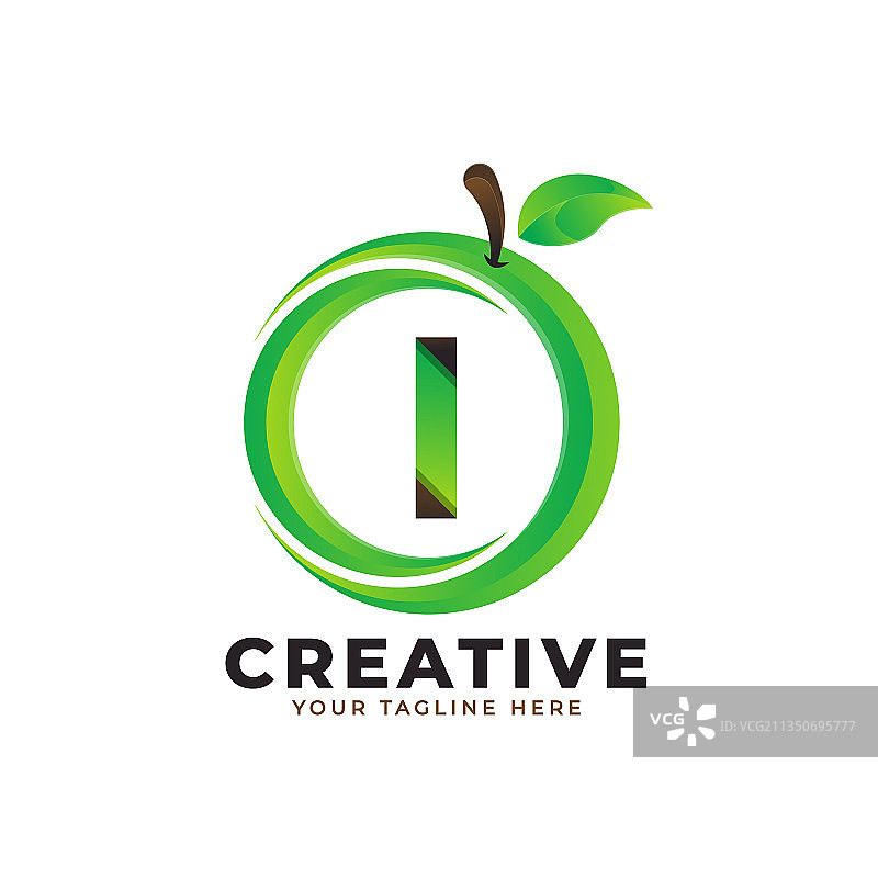 橙色水果现代字母I标志图片素材