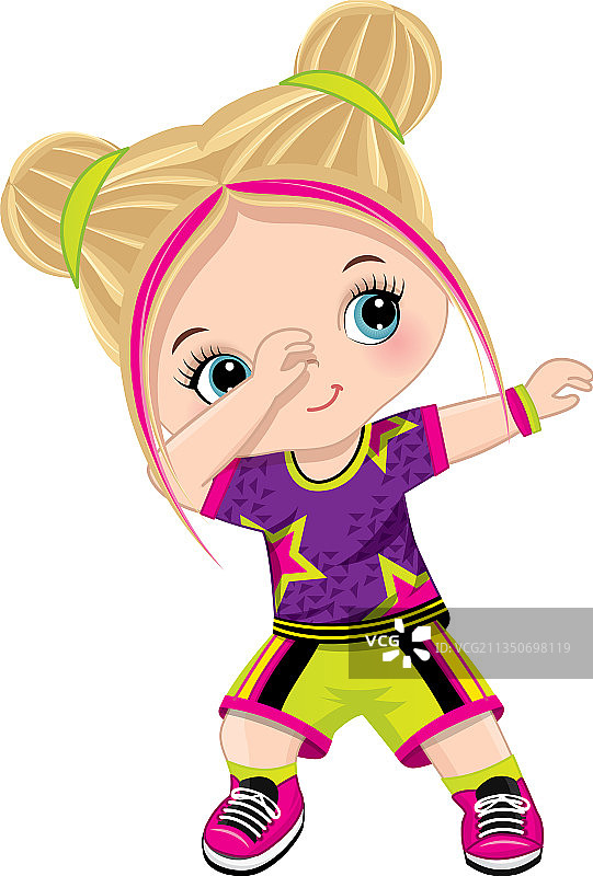 可爱的小女孩跳着街舞图片素材