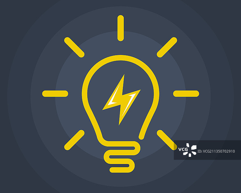 内部带闪电的灯泡图标图片素材