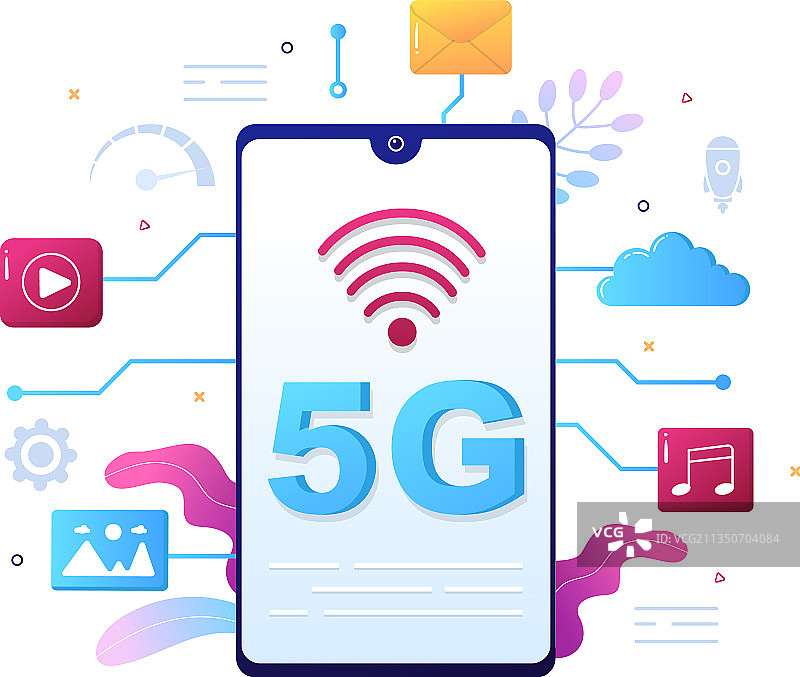 具有无线技术的5G网络智能手机图片素材