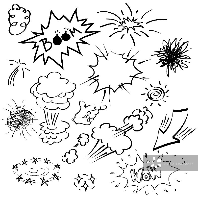 手绘抽象漫画涂鸦元素合集图片素材