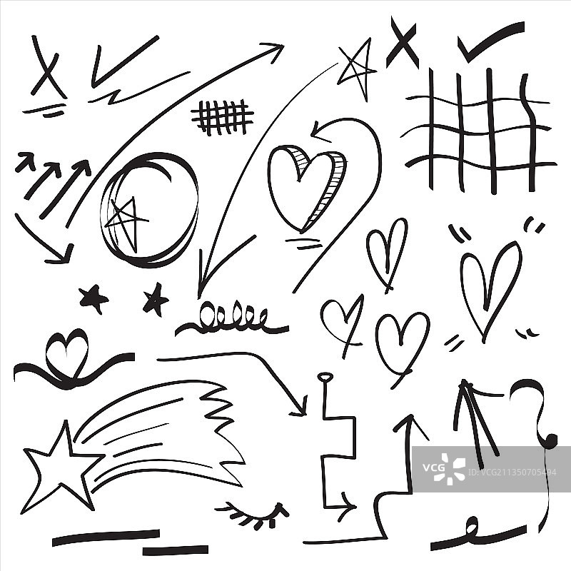 手绘抽象漫画涂鸦元素合集图片素材
