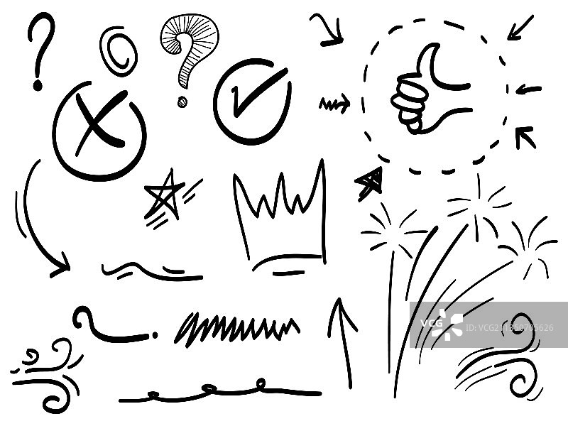 手绘涂鸦设计元素套装图片素材