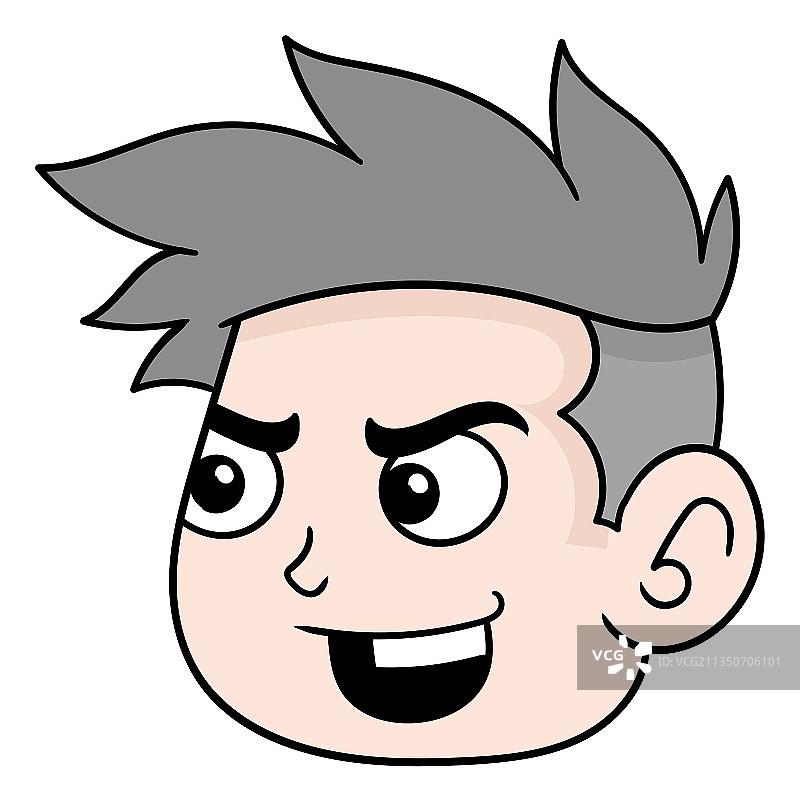 留着酷炫刺猬头的傲慢男孩涂鸦图片素材