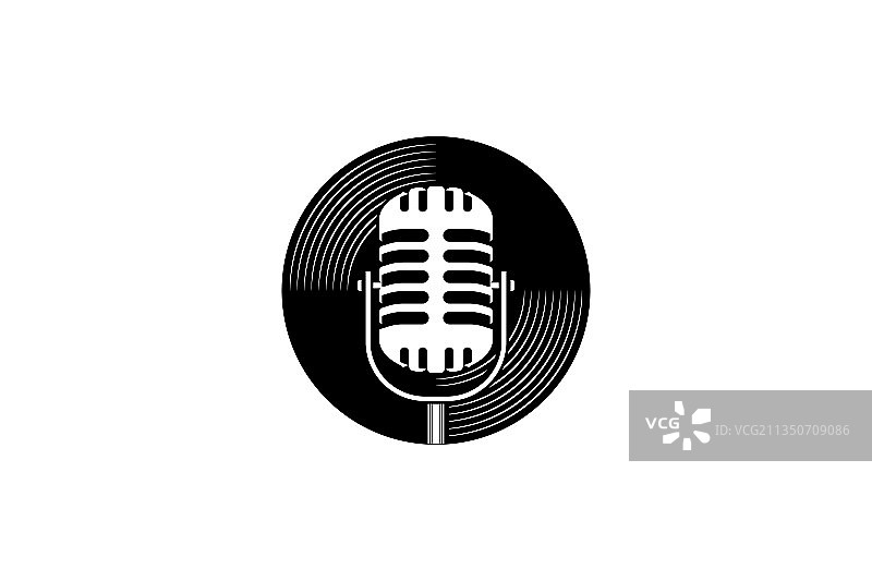复古播客或歌手卡拉OK标志图片素材