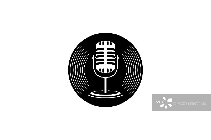 复古播客或歌手卡拉OK标志图片素材