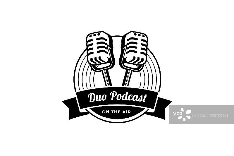 复古播客或歌手卡拉OK标志图片素材