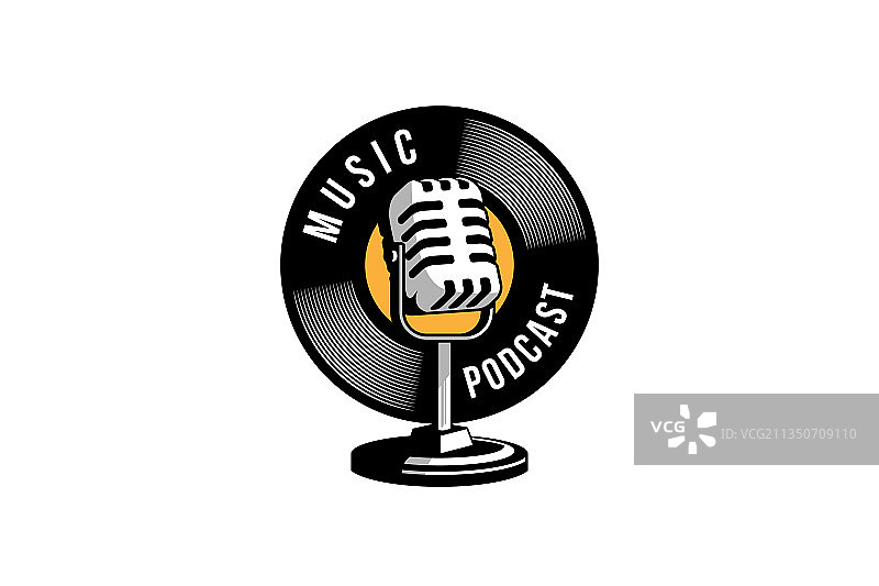 复古播客或歌手卡拉OK标志图片素材