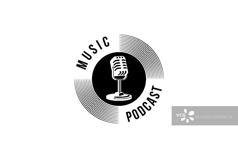 复古播客或歌手卡拉OK标志图片素材