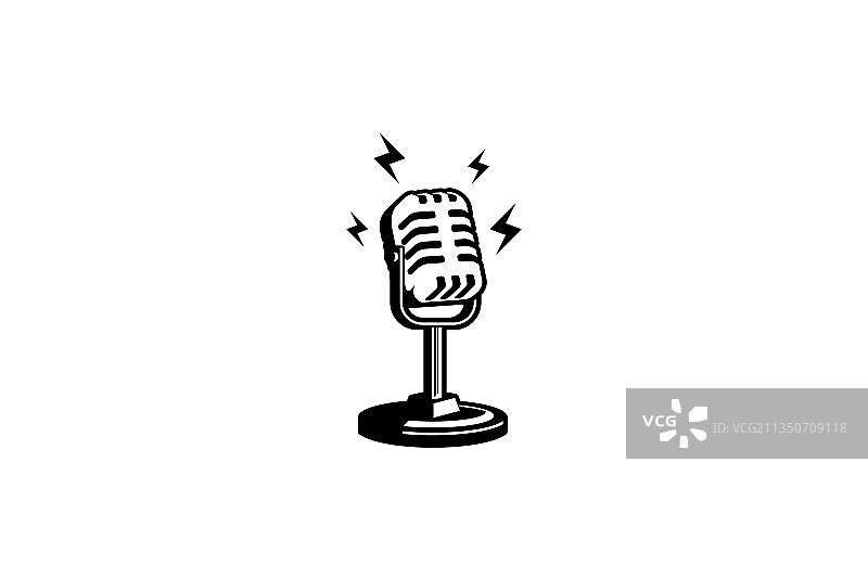 用于播客的复古麦克风设计元素图片素材