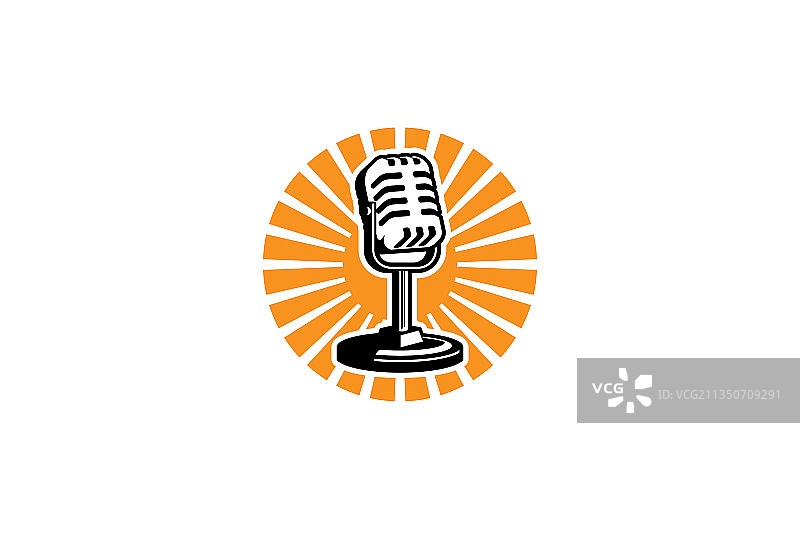 播客Logo模板：麦克风与日出图片素材