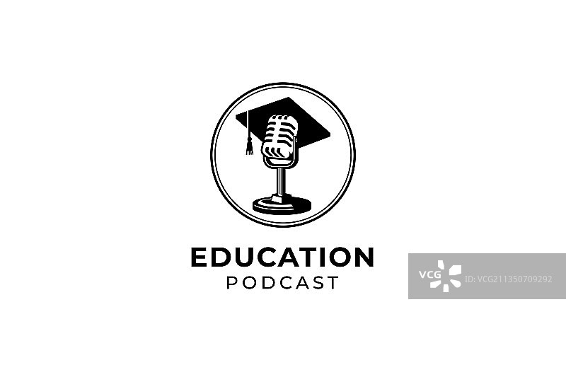 播客或声乐课程教育复古logo图片素材